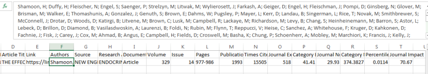 Export authors screenshot